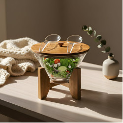 Acrylic & Wooden Bowl with Two Spoons